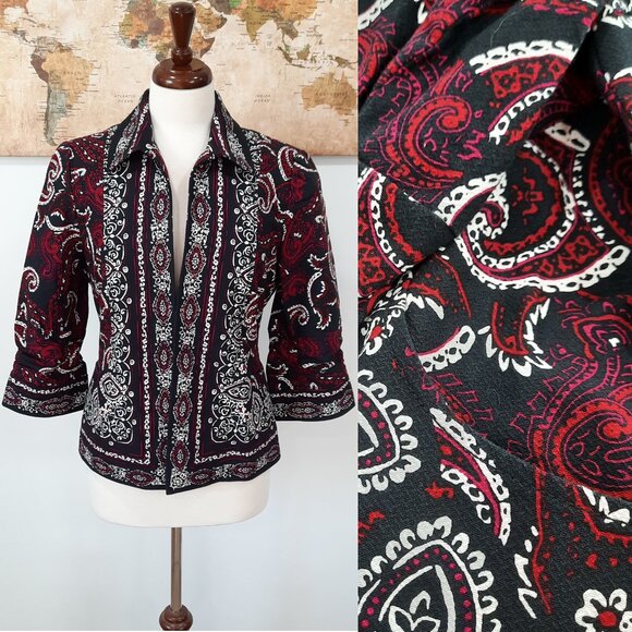 Vtg Y2K paisley blazer w/ statement sleeves - Coldwater Creek - Picture 1 of 12